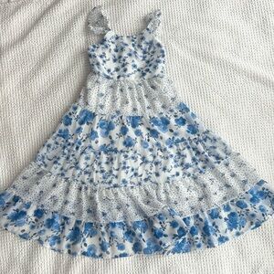 Speechless Blue and White Floral Kids Dress